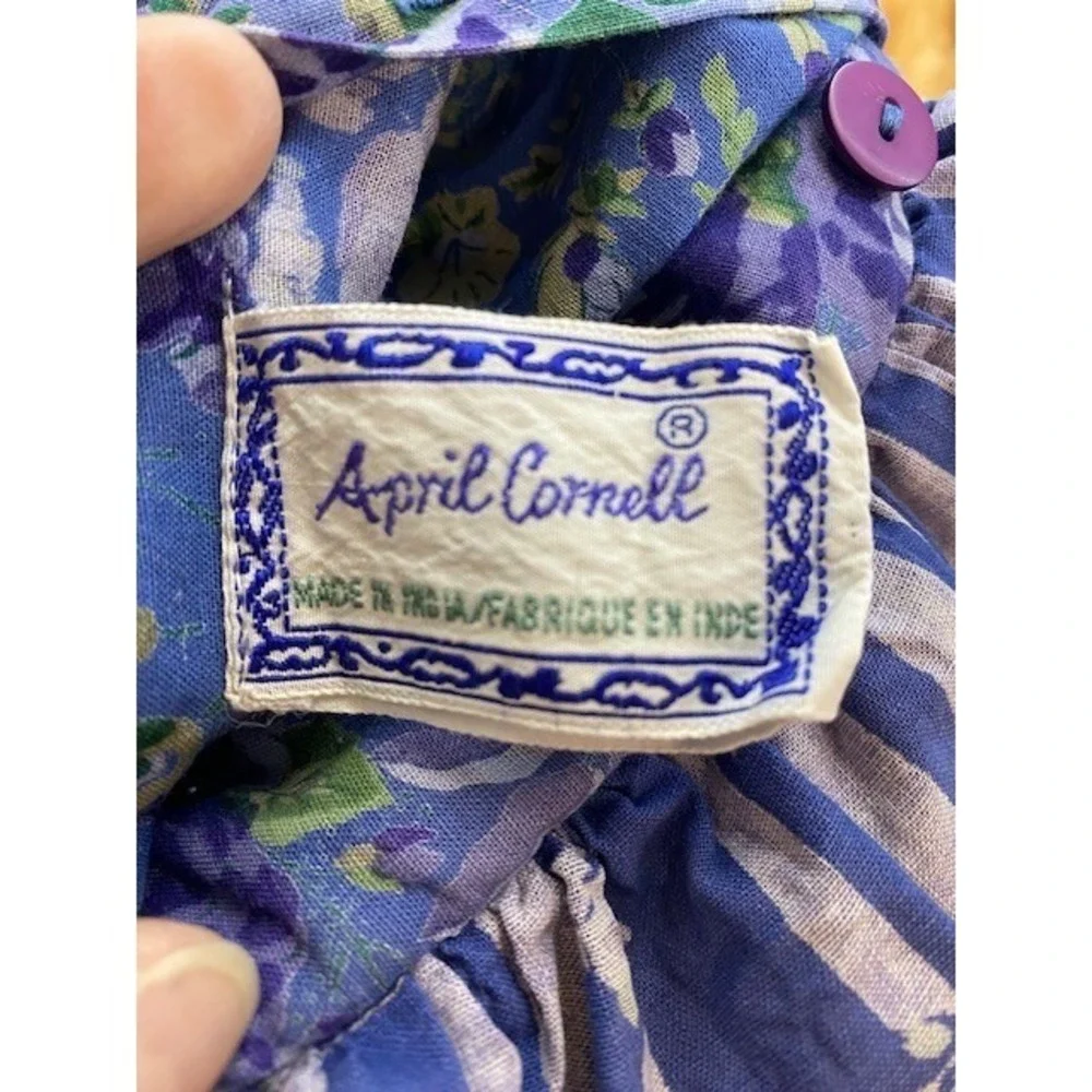 April Cornell Floral Ruffled Pillow Covers Purple Green Cotton Set of 2‎ Vintage